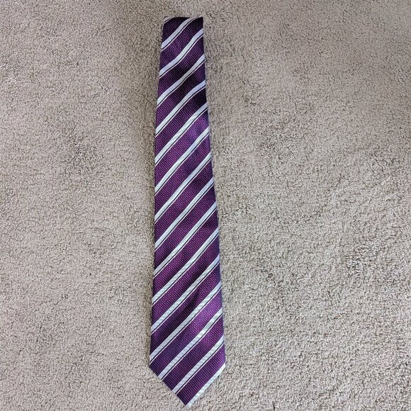 Louis Vuitton 100% Silk Purple Striped Tie - Picture 1 of 4